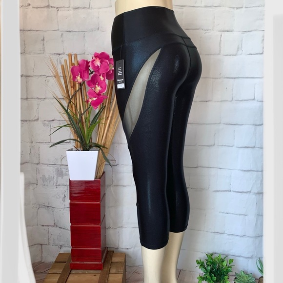 Sthenos Metalika Warrior Capri Activewear Pants Mesh Cutouts Black Size XS - Picture 3 of 12